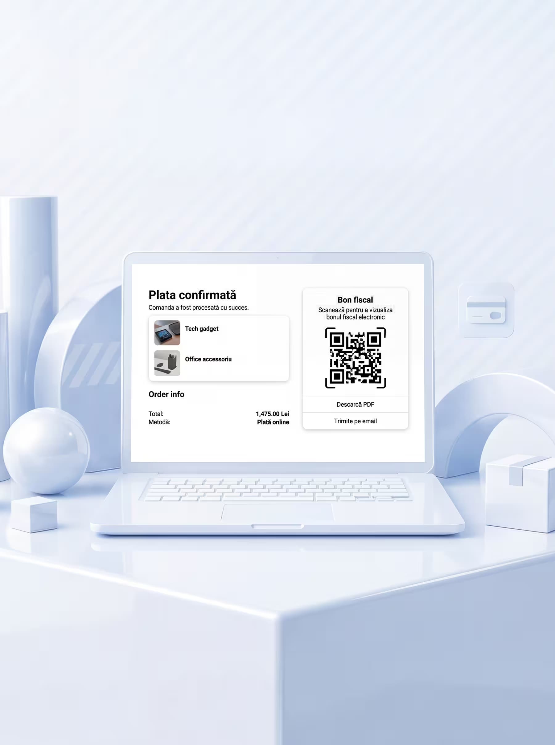 Вы подтверждаете оплату. Система автоматически формирует фискальный чек.