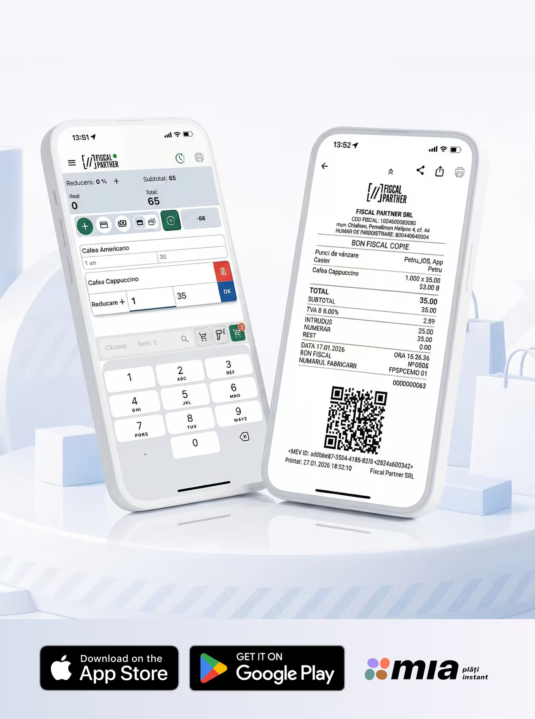 Приём оплаты картой, наличными и через MIA с мобильного телефона